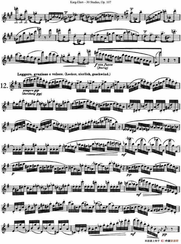 卡-伊勒特30首长笛练习曲Op.107（NO.10-NO.12）