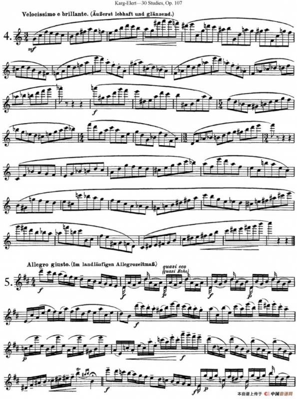 卡-伊勒特30首长笛练习曲Op.107（NO.4-NO.6）