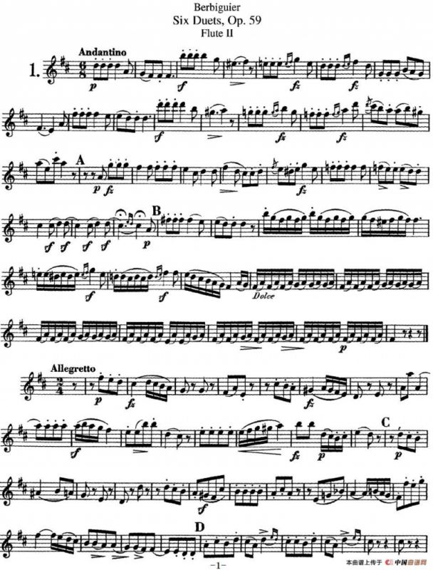 博比格6首长笛二重奏练习曲Op.59（Flute 2）