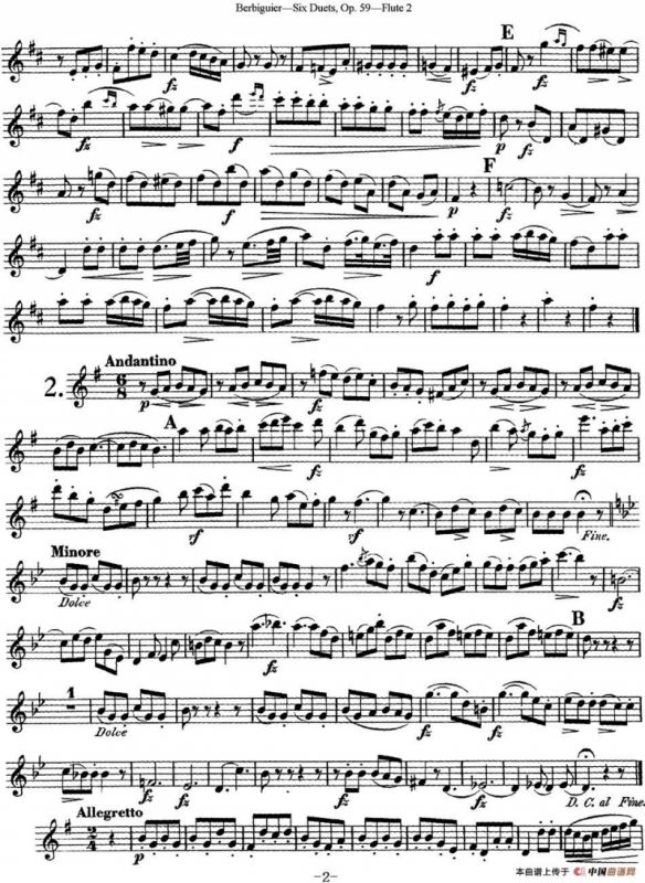 博比格6首长笛二重奏练习曲Op.59（Flute 2）