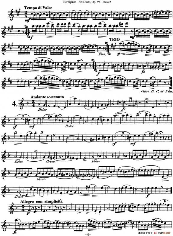 博比格6首长笛二重奏练习曲Op.59（Flute 2）