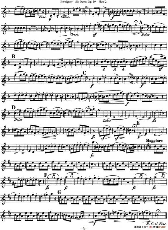 博比格6首长笛二重奏练习曲Op.59（Flute 2）