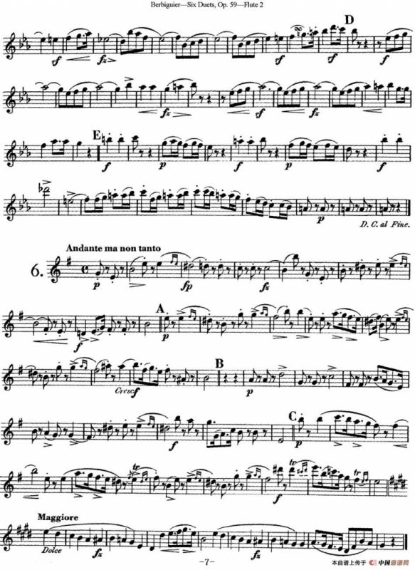 博比格6首长笛二重奏练习曲Op.59（Flute 2）