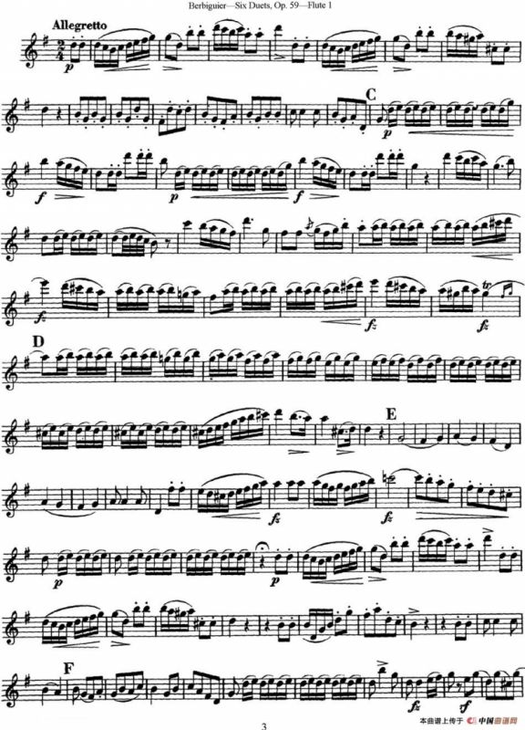 博比格6首长笛二重奏练习曲Op.59（Flute 1）