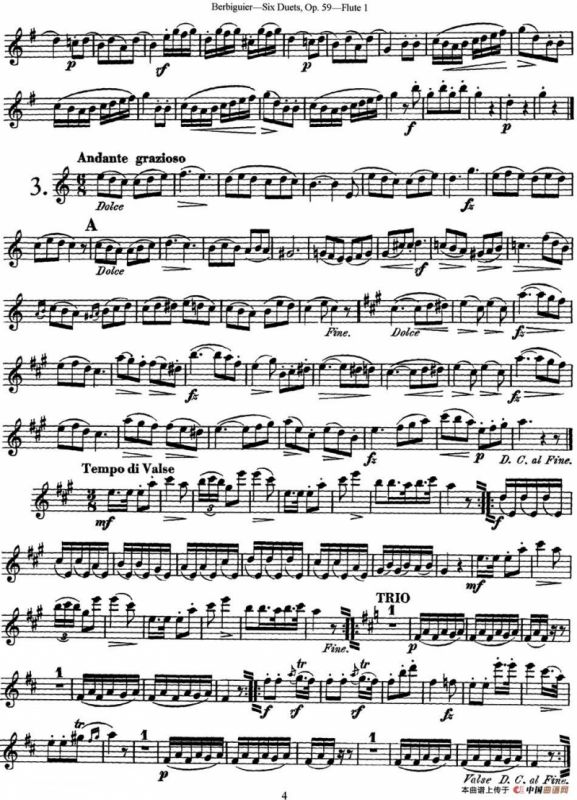 博比格6首长笛二重奏练习曲Op.59（Flute 1）