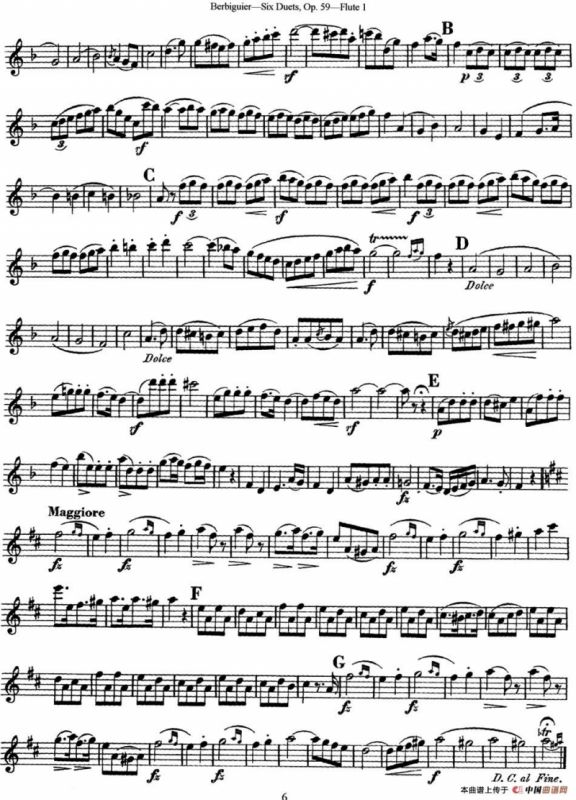 博比格6首长笛二重奏练习曲Op.59（Flute 1）