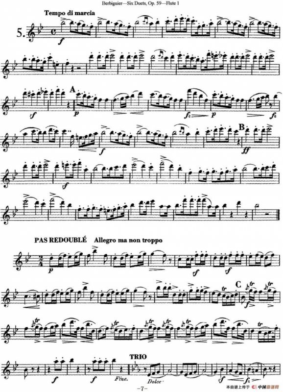 博比格6首长笛二重奏练习曲Op.59（Flute 1）