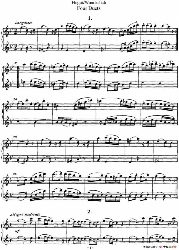 扈高特四个长笛重奏曲