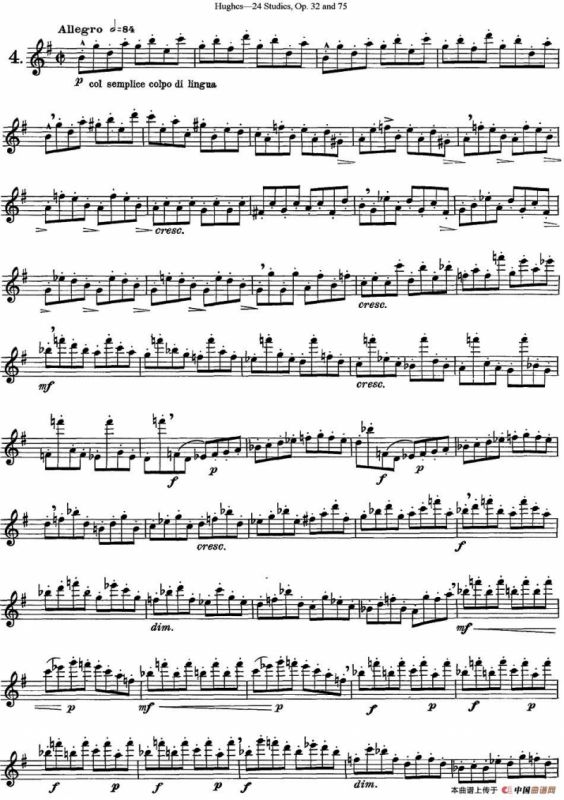 胡埃斯24首练习曲Op.32（NO.4）