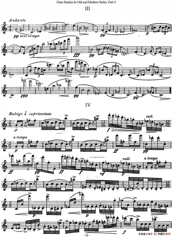 斯勒新老风格长笛练习重奏曲（第四部分）（NO.24）