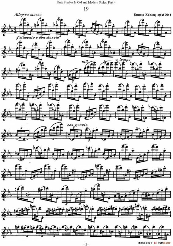 斯勒新老风格长笛练习重奏曲（第四部分）（NO.19）
