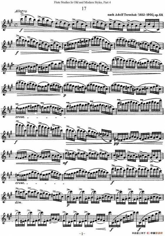 斯勒新老风格长笛练习重奏曲（第四部分）（NO.17-NO.18）