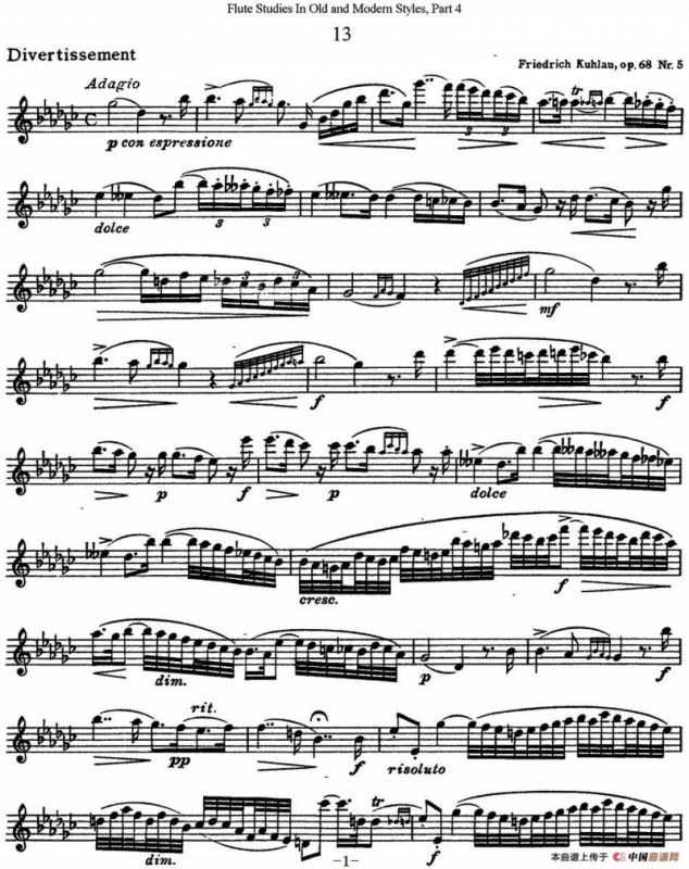 斯勒新老风格长笛练习重奏曲（第四部分）（NO.13）