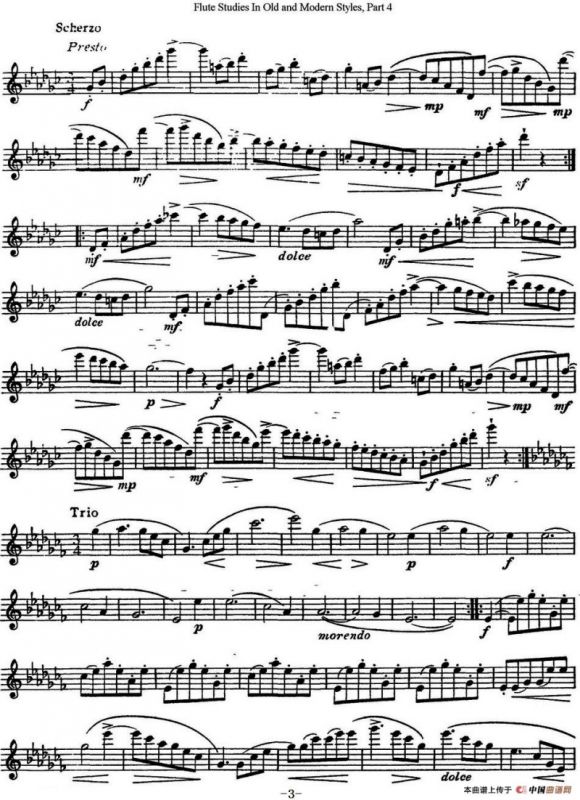 斯勒新老风格长笛练习重奏曲（第四部分）（NO.13）