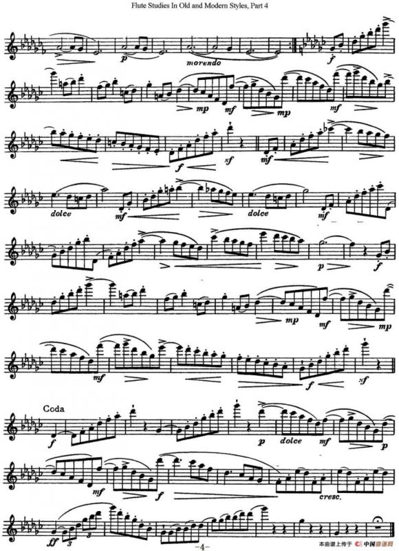 斯勒新老风格长笛练习重奏曲（第四部分）（NO.13）