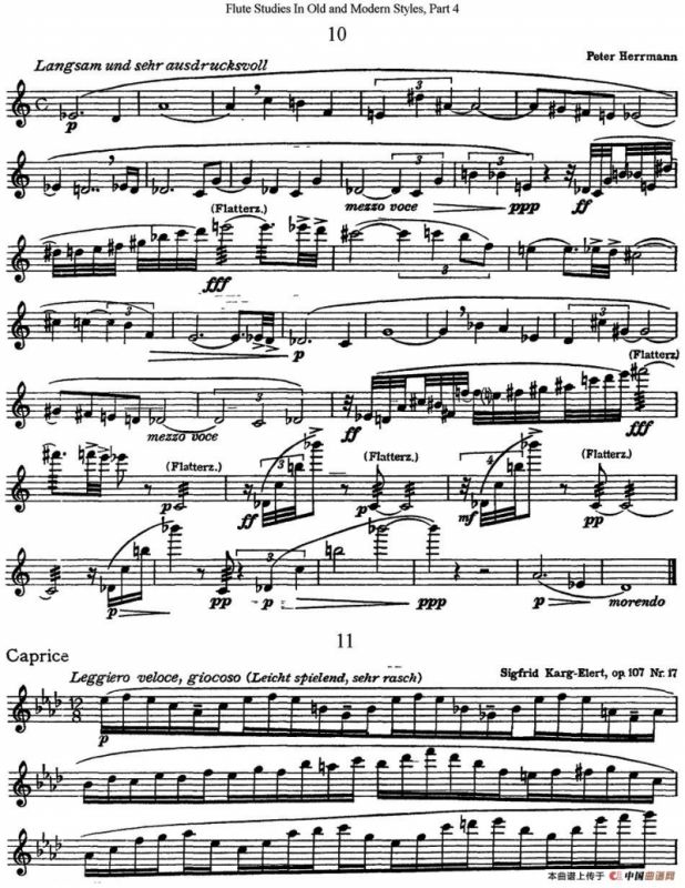 斯勒新老风格长笛练习重奏曲（第四部分）（NO.10-NO.11）