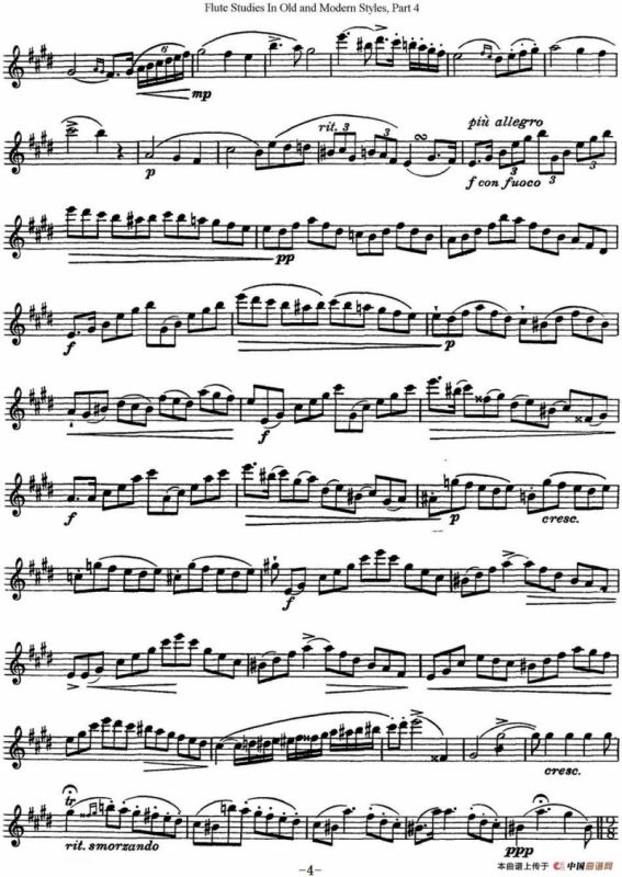 斯勒新老风格长笛练习重奏曲（第四部分）（NO.8）