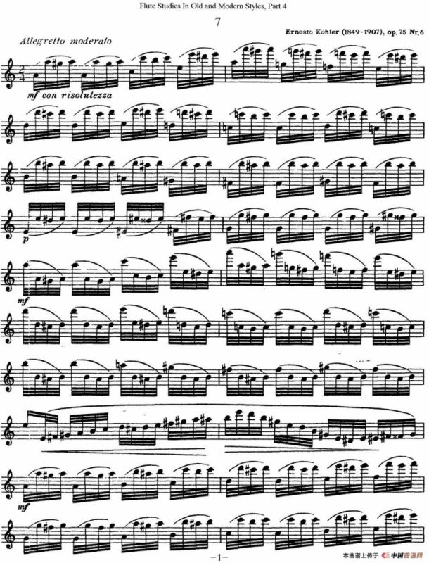 斯勒新老风格长笛练习重奏曲（第四部分）（NO.7）