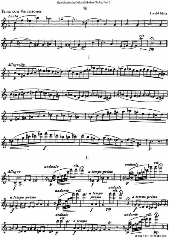 斯勒新老风格长笛练习重奏曲（第三部分）（NO.46）