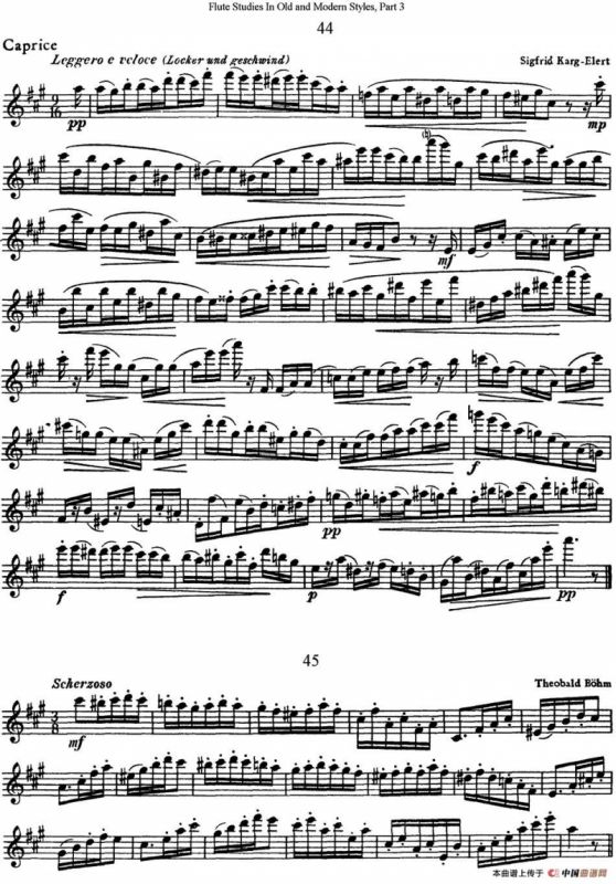 斯勒新老风格长笛练习重奏曲（第三部分）（NO.44-NO.45）