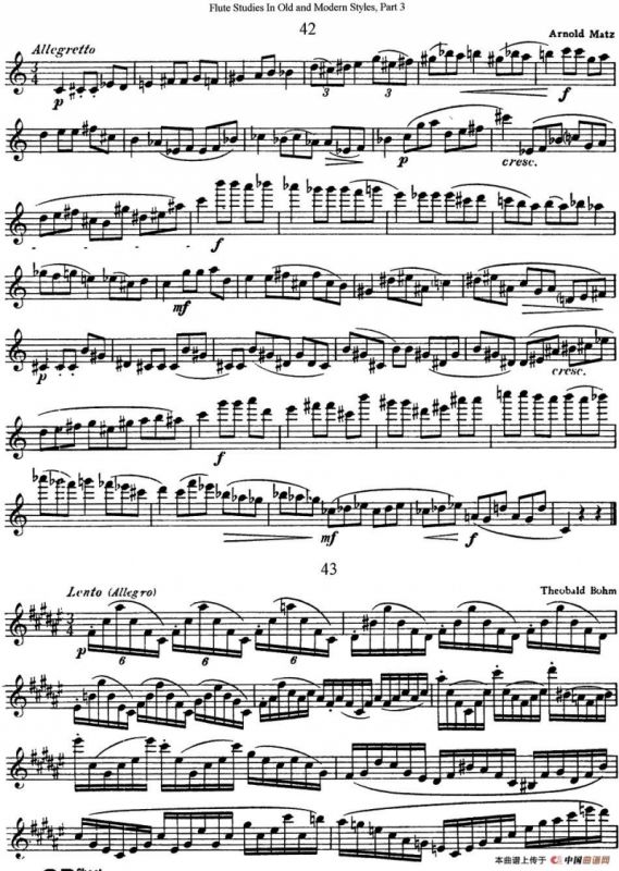 斯勒新老风格长笛练习重奏曲（第三部分）（NO.42-NO.43）