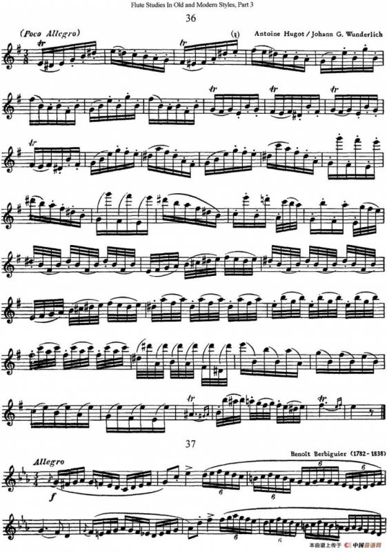 斯勒新老风格长笛练习重奏曲（第三部分）（NO.36-NO.37）