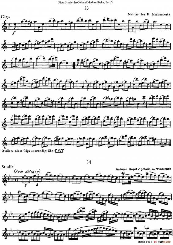 斯勒新老风格长笛练习重奏曲（第三部分）（NO.33-NO.35）