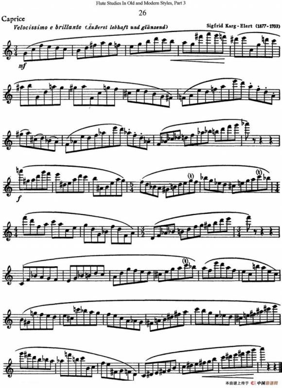 斯勒新老风格长笛练习重奏曲（第三部分）（NO.26）