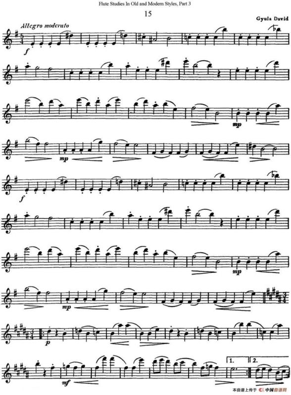 斯勒新老风格长笛练习重奏曲（第三部分）（NO.15-NO.16）