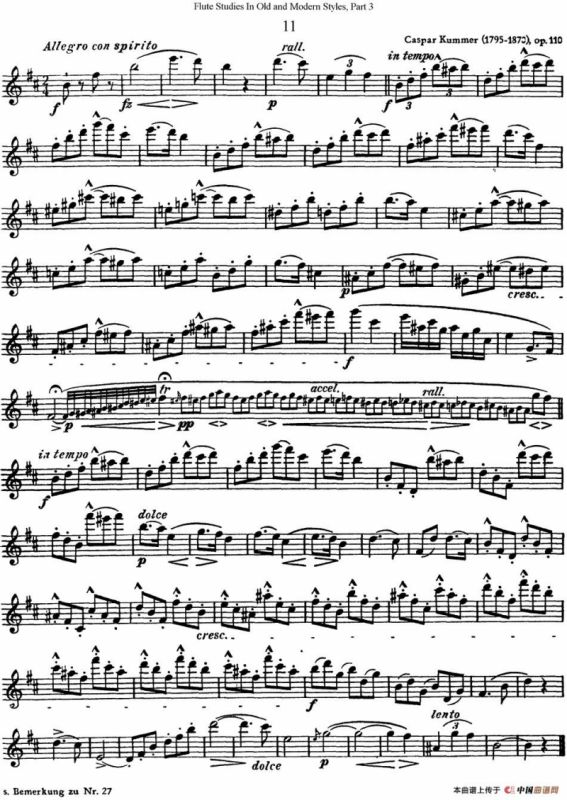 斯勒新老风格长笛练习重奏曲（第三部分）（NO.11）