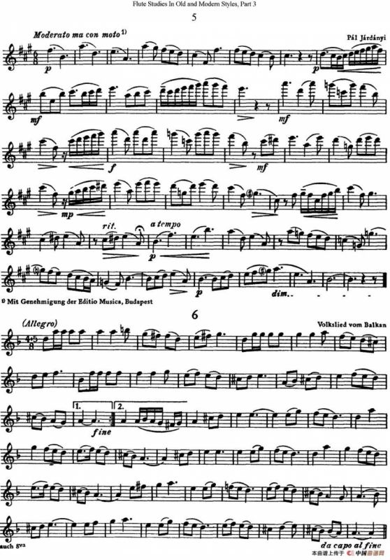 斯勒新老风格长笛练习重奏曲（第三部分）（NO.5-NO.6）