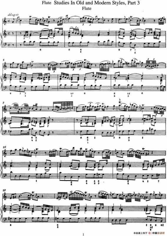 斯勒新老风格长笛练习重奏曲（第三部分）（NO.1-NO.2）