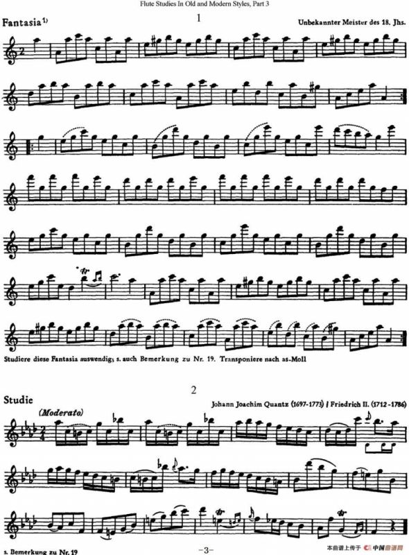 斯勒新老风格长笛练习重奏曲（第三部分）（NO.1-NO.2）