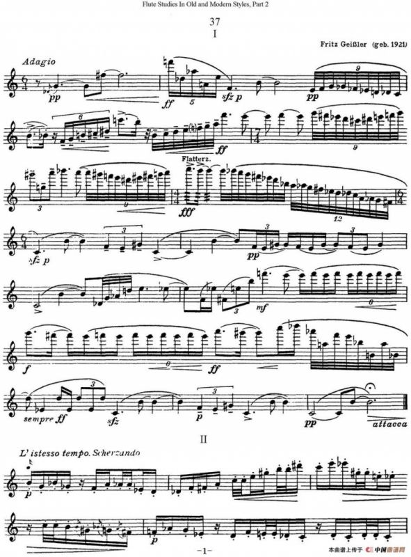 斯勒新老风格长笛练习重奏曲（第二部分）（NO.37）