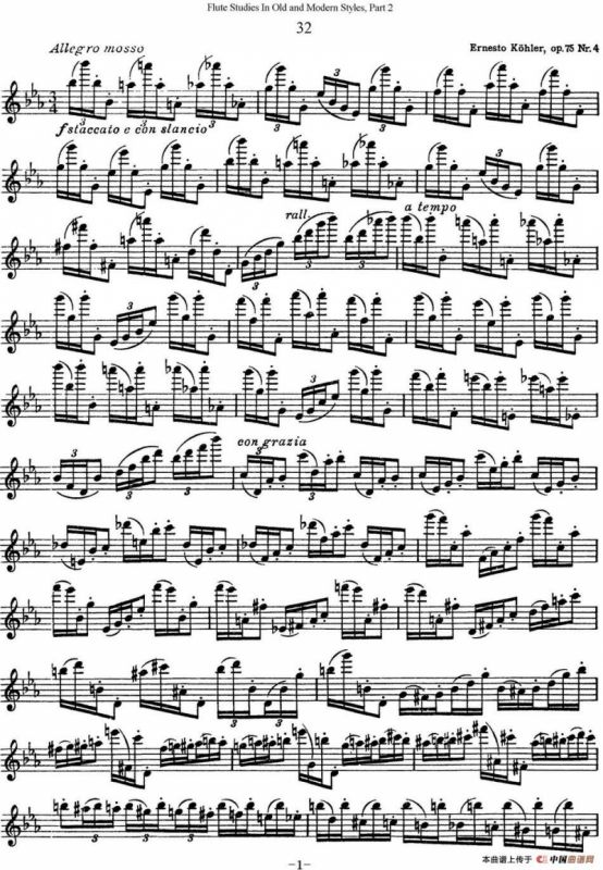 斯勒新老风格长笛练习重奏曲（第二部分）（NO.32）