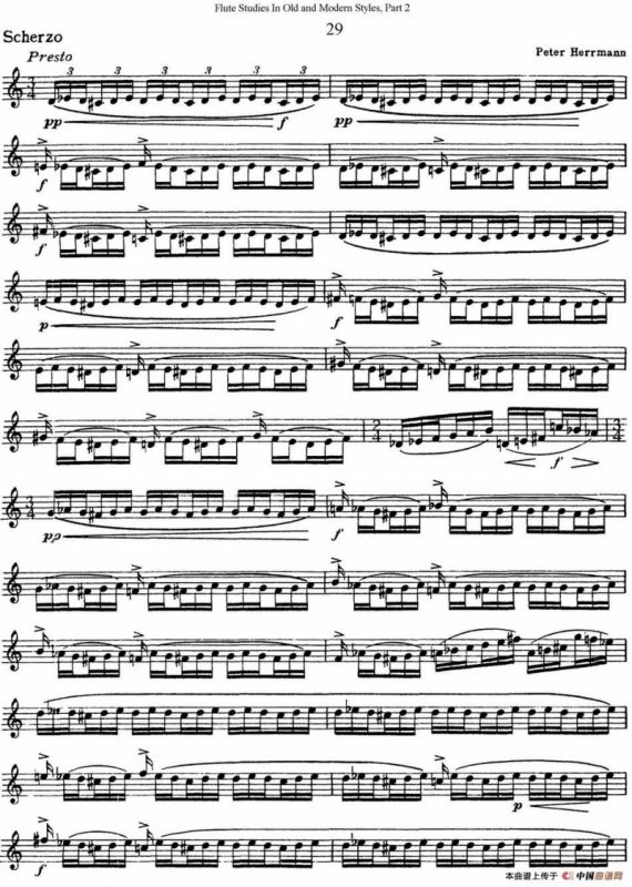 斯勒新老风格长笛练习重奏曲（第二部分）（NO.29）