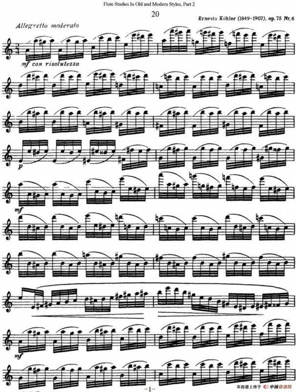斯勒新老风格长笛练习重奏曲（第二部分）（NO.20）