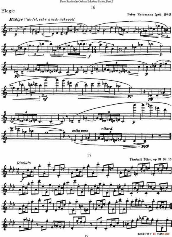 斯勒新老风格长笛练习重奏曲（第二部分）（NO.16-NO.17）