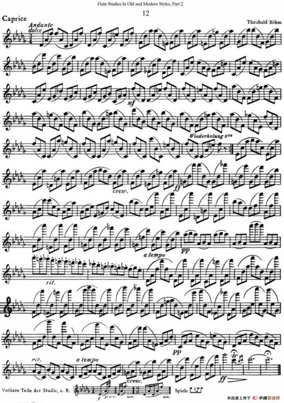 斯勒新老风格长笛练习重奏曲（第二部分）（NO.12）