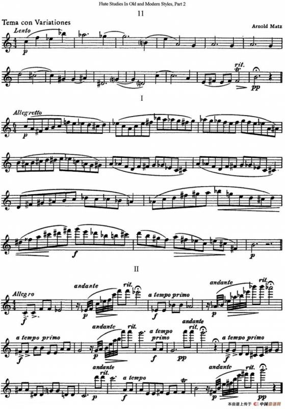 斯勒新老风格长笛练习重奏曲（第二部分）（NO.11）