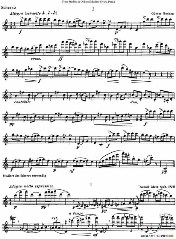 斯勒新老风格长笛练习重奏曲（第二部分）（NO.3-NO.5）