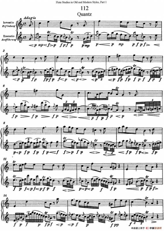 斯勒新老风格长笛练习重奏曲（第一部分）（NO.112）