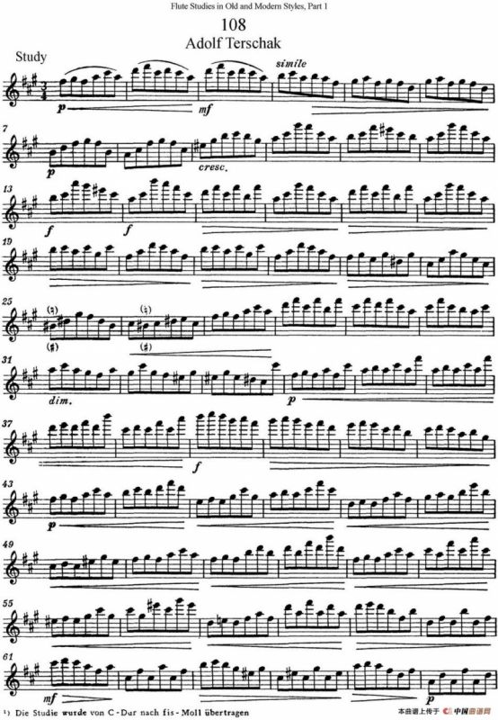 斯勒新老风格长笛练习重奏曲（第一部分）（NO.108）