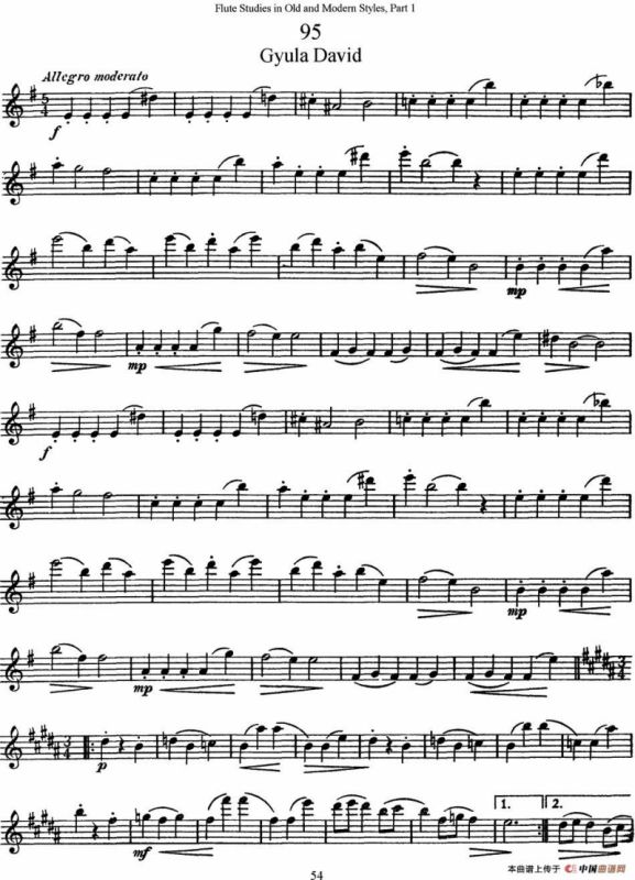 斯勒新老风格长笛练习重奏曲（第一部分）（NO.95-NO.96）