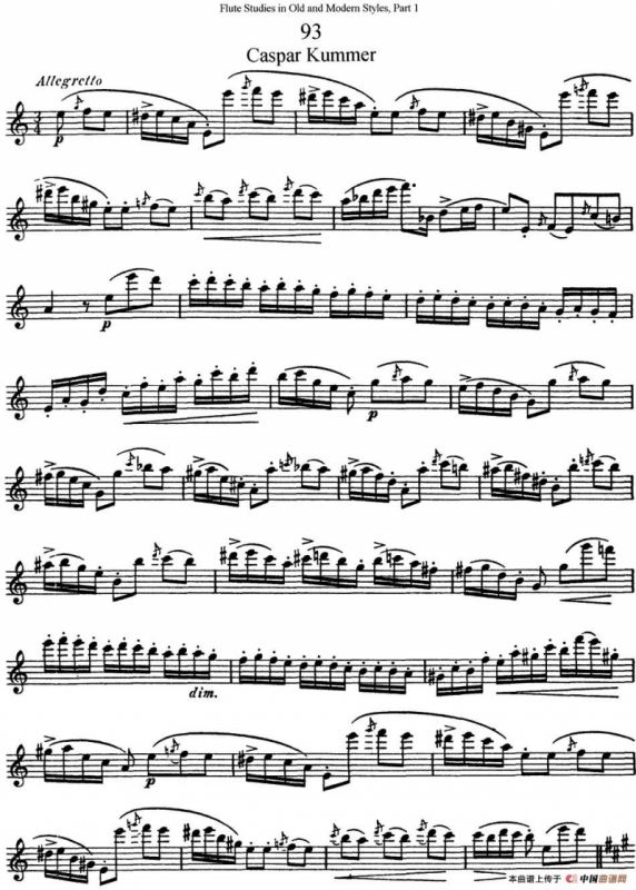 斯勒新老风格长笛练习重奏曲（第一部分）（NO.93-NO.94）