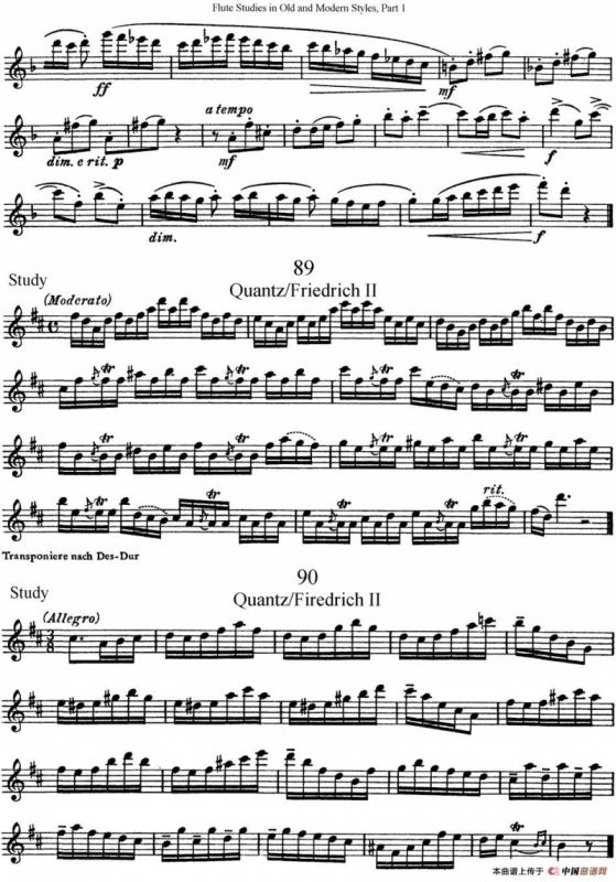 斯勒新老风格长笛练习重奏曲（第一部分）（NO.87-NO.90）