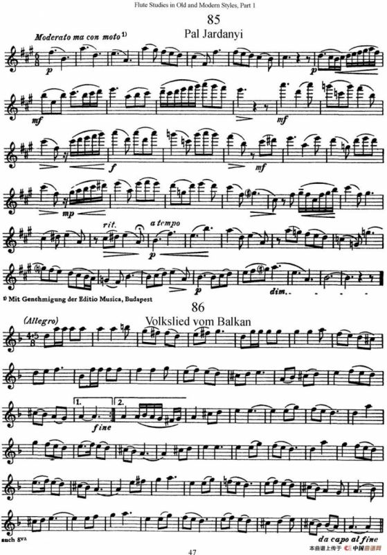 斯勒新老风格长笛练习重奏曲（第一部分）（NO.85-NO.86）