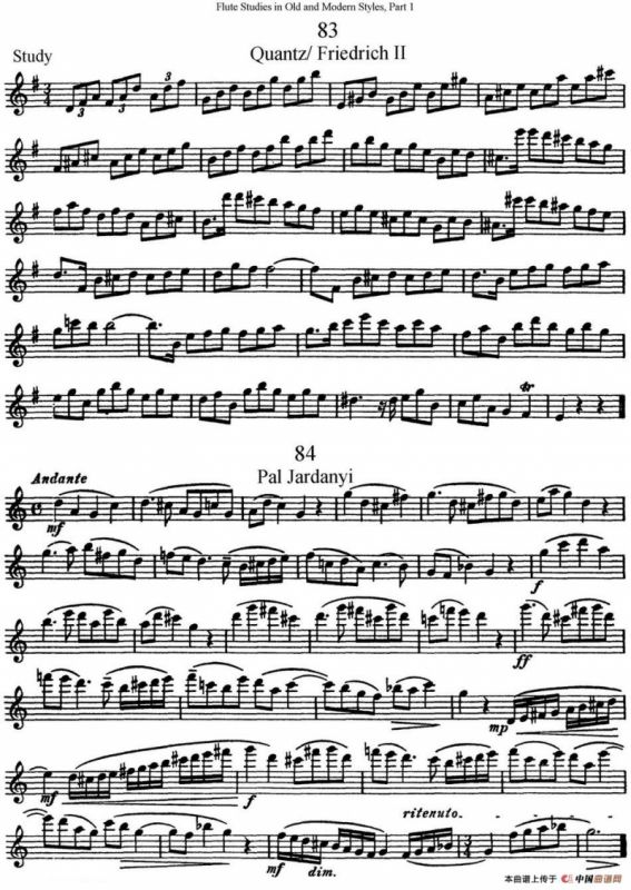 斯勒新老风格长笛练习重奏曲（第一部分）（NO.83-NO.84）