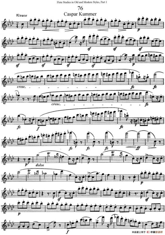 斯勒新老风格长笛练习重奏曲（第一部分）（NO.76-NO.77）