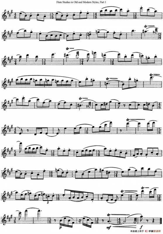 斯勒新老风格长笛练习重奏曲（第一部分）（NO.74-NO.75）